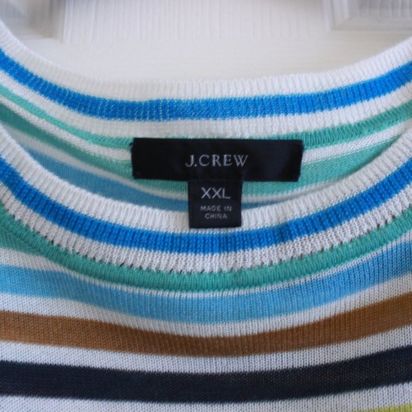 J. Crew Lyocell Silk Blend Sweater Lightweight Fine Gauge Stripe Short Sleeve - Picture 4 of 6